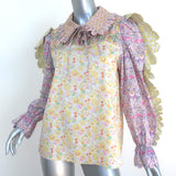 Horror Vacui Scallop Ruffle-Trimmed Blouse Multi Floral Print Size Extra Small