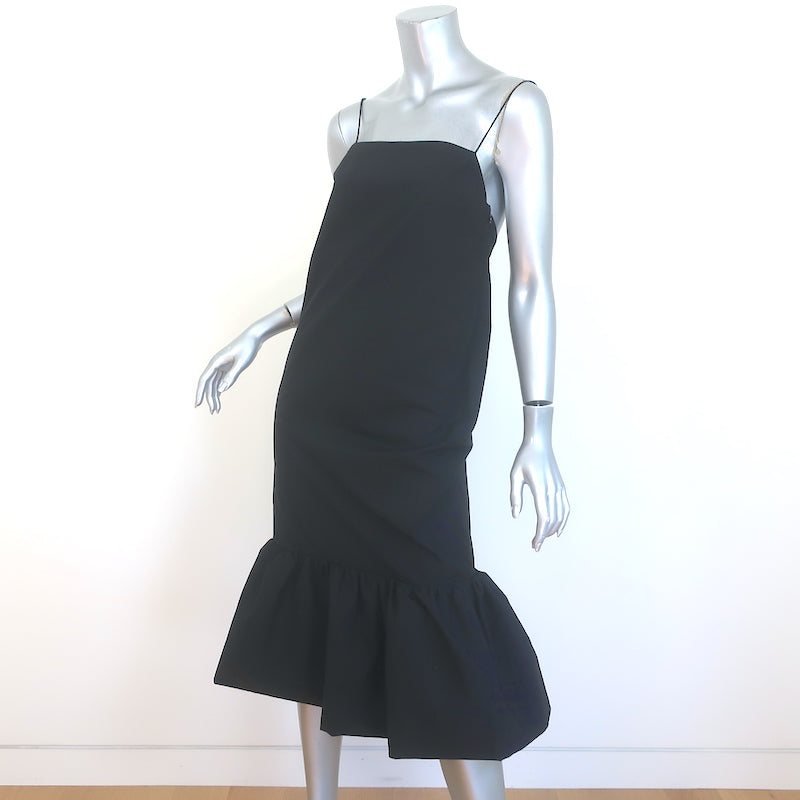 Interior The Fran Bubble-Hem Midi Dress Black Cotton Size 0 NEW