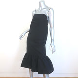 Interior The Fran Bubble-Hem Midi Dress Black Cotton Size 0 NEW