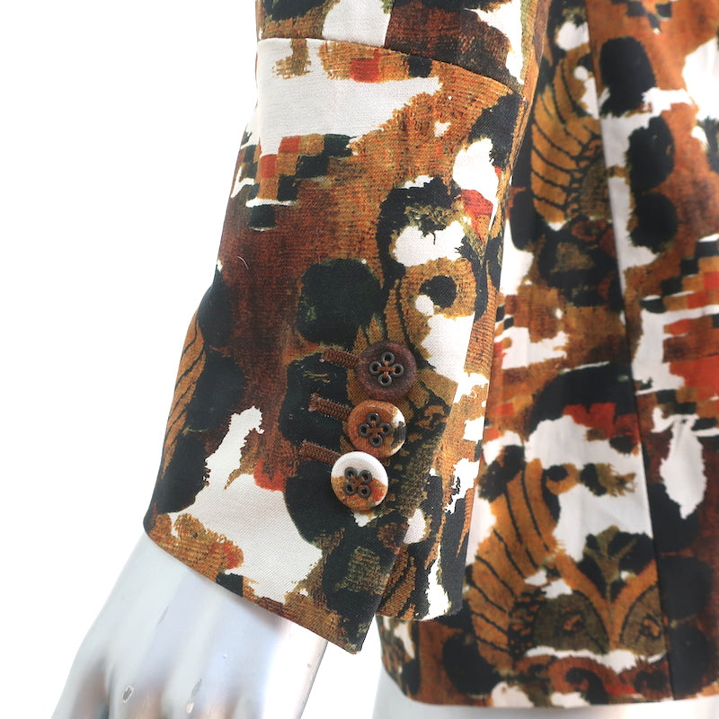 Bottega Veneta Blazer Brown Printed Cotton Size 38 Two-Button Jacket NEW