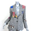 Alice + Olivia Paulene Patchwork Plaid Blazer Gray Size 2 Two-Button Jacket