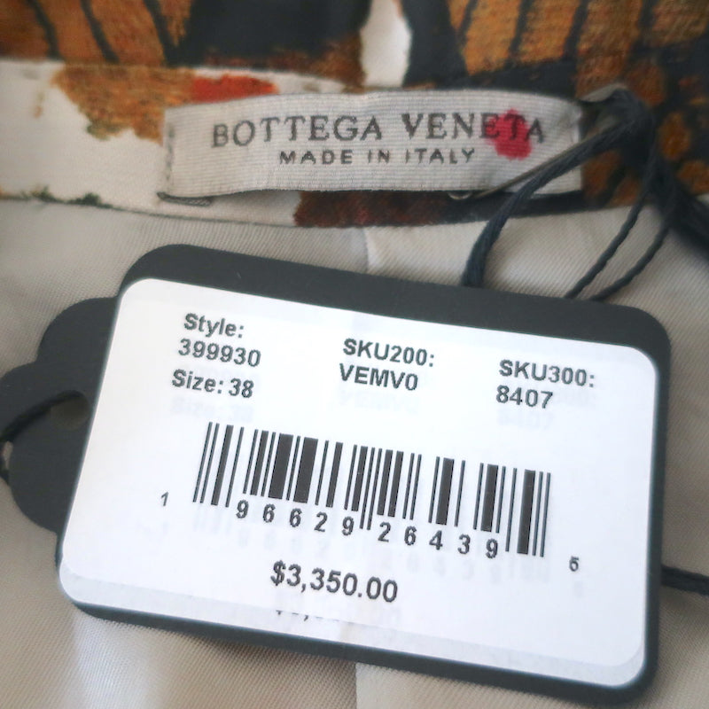 Bottega Veneta Blazer Brown Printed Cotton Size 38 Two-Button Jacket NEW