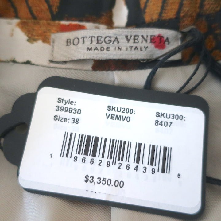 Bottega Veneta Blazer Brown Printed Cotton Size 38 Two-Button Jacket NEW