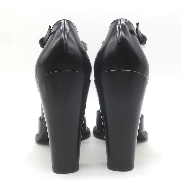 Vintage Prada Ankle Strap Spazzolato Leather Pumps Black Size 38