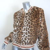 Spiritual Gangster Leopard Print Faux Fur Bomber Jacket Size Small
