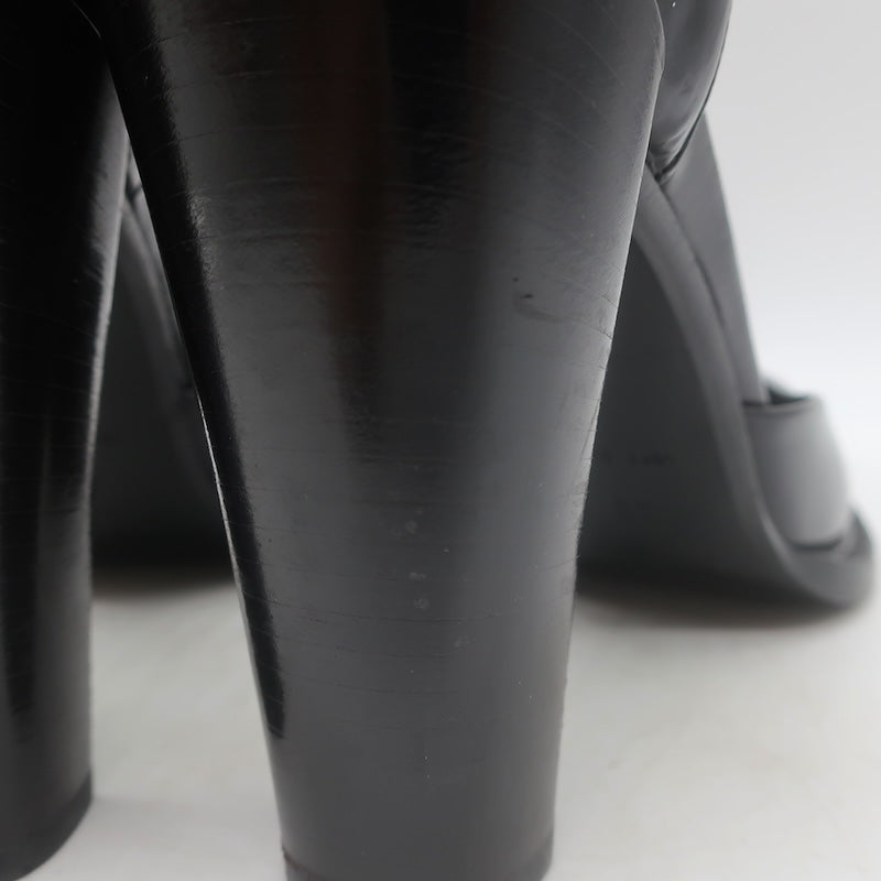 Vintage Prada Ankle Strap Spazzolato Leather Pumps Black Size 38