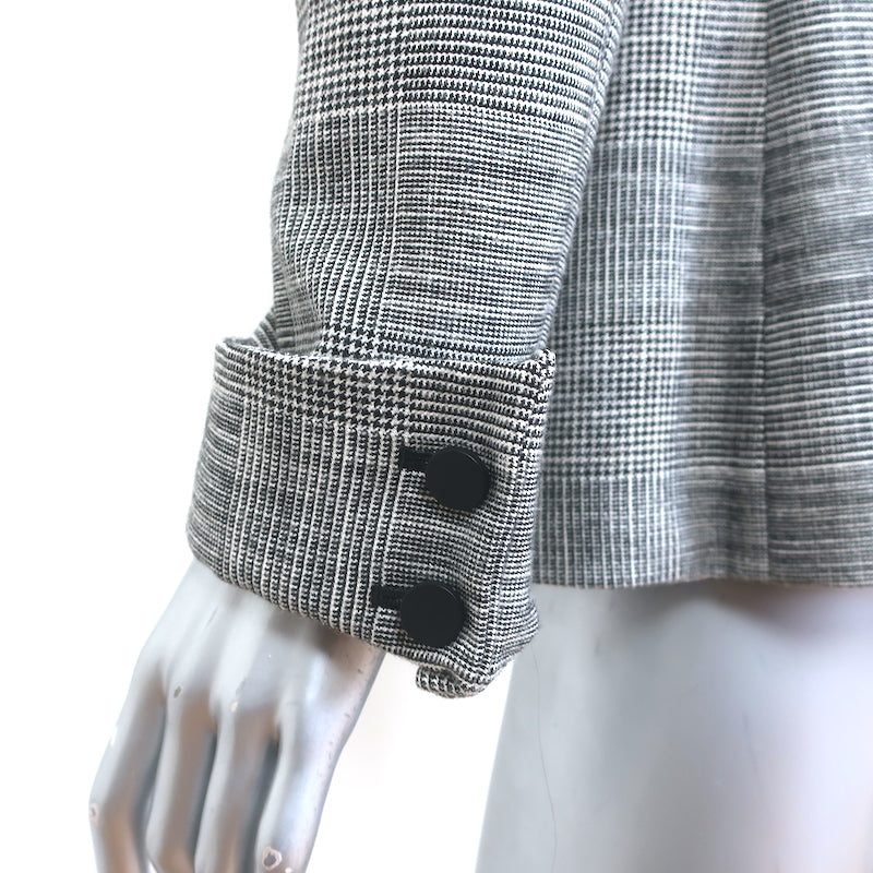 Alice + Olivia Paulene Patchwork Plaid Blazer Gray Size 2 Two-Button Jacket