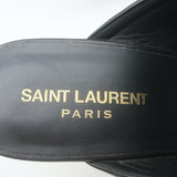 Saint Laurent Crisscross Platform Clog Sandals Black Leather Size 37