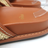 Fendi FF Feel raffia slide sandals in natural brown with FF logo hardware, pre-owned authentic luxury, women's size 39