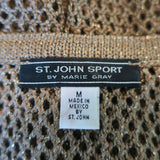 St. John Sport by Marie Gray Sweater Gold Metallic Mesh Knit Size Medium