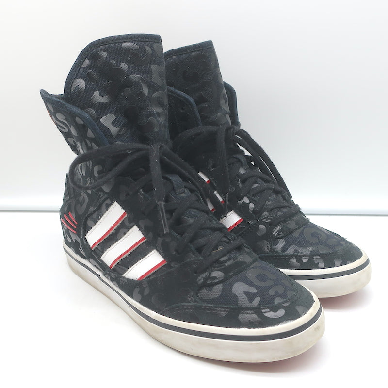 Adidas High Top Wedge Sneakers Black Leopard Print Canvas Size 7 Celebrity Owned Adidas High Top Wedge Sneakers Black Leopard Print Canvas Size 7 Celebrity Owned