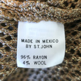 St. John Sport by Marie Gray Sweater Gold Metallic Mesh Knit Size Medium