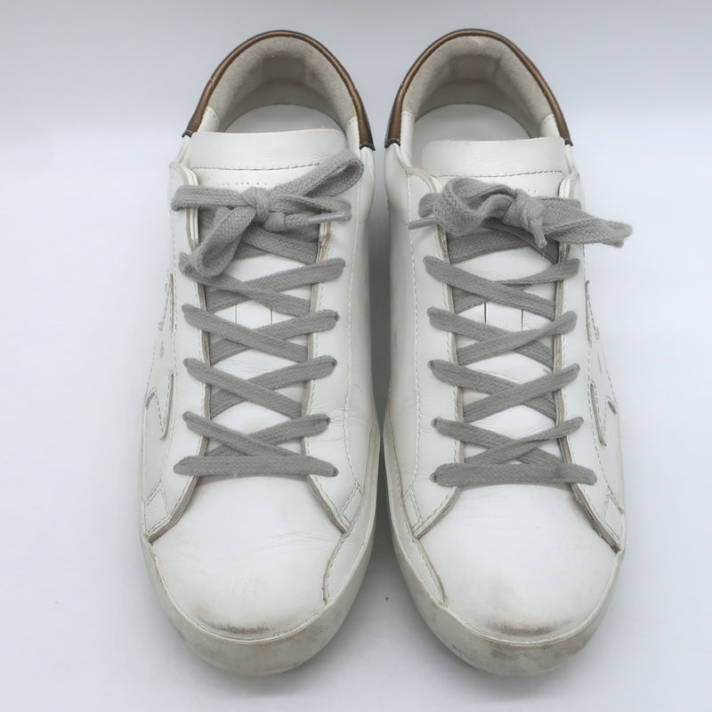 Golden Goose Superstar Sneakers White &amp; Copper Metallic Leather Size 38