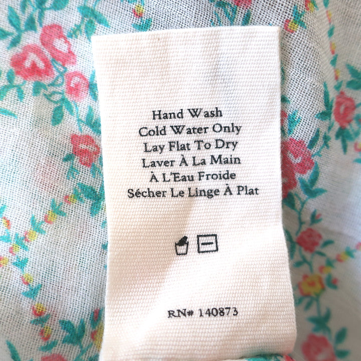LoveShackFancy Button Down Ruffle Top White Floral Print Cotton Size Extra Small