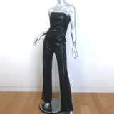 Alice + Olivia Lavera Vegan Leather Strapless Jumpsuit Black Size 4