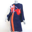 Etro Dress Navy Floral Print Satin Jacquard Size 42 V-Back Shift