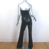 Alice + Olivia Lavera Vegan Leather Strapless Jumpsuit Black Size 4
