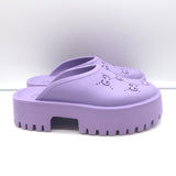 Gucci Elea perforated GG platform mules lavender rubber, pre-owned and lightly worn, size 38