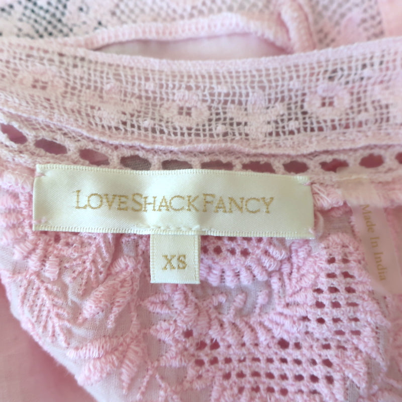 LoveShackFancy Sully Embroidered Tank Top Light Pink Size Extra Small