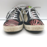 Golden Goose Superstar Sneakers Pink Zebra Print Pony Hair & Taupe Suede Size 38