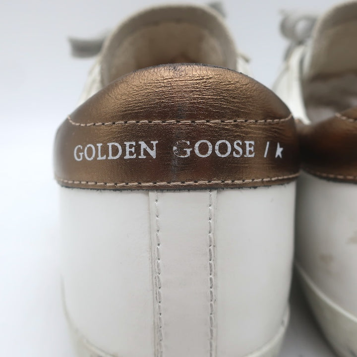 Golden Goose Superstar Sneakers White &amp; Copper Metallic Leather Size 38