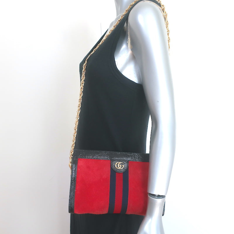 Ophidia Medium Black Shoulder Bag In Suede Gucci Ophidia Small