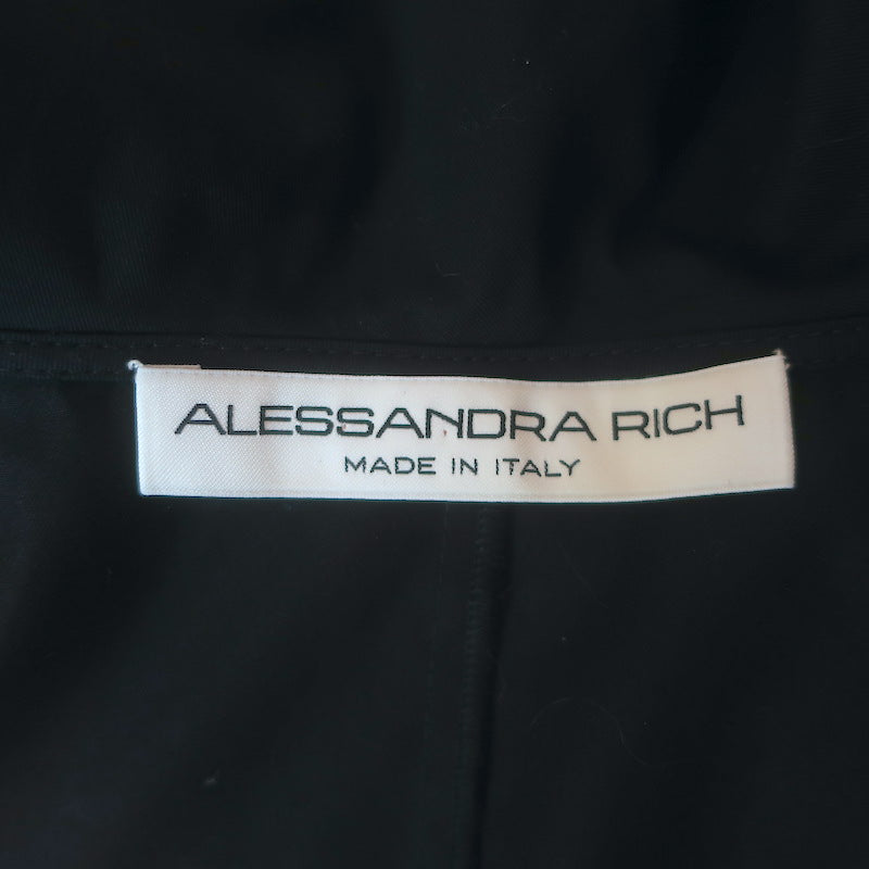 Alessandra Rich Bow-Detailed Crystal Buckle Peplum Mini Dress Black Size 44