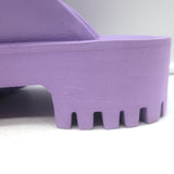 Authentic Gucci Elea perforated GG platform mules in lavender rubber, size 38, pre-owned and gently worn