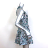 Alice + Olivia Tennie A-Line Mini Dress Blue Cherry Blossom Jacquard Size 0