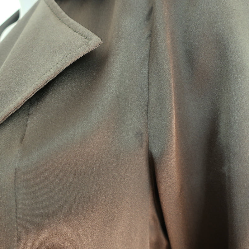 Sablyn Coat Olive Satin Size Extra Small Single Breasted Long Jacket