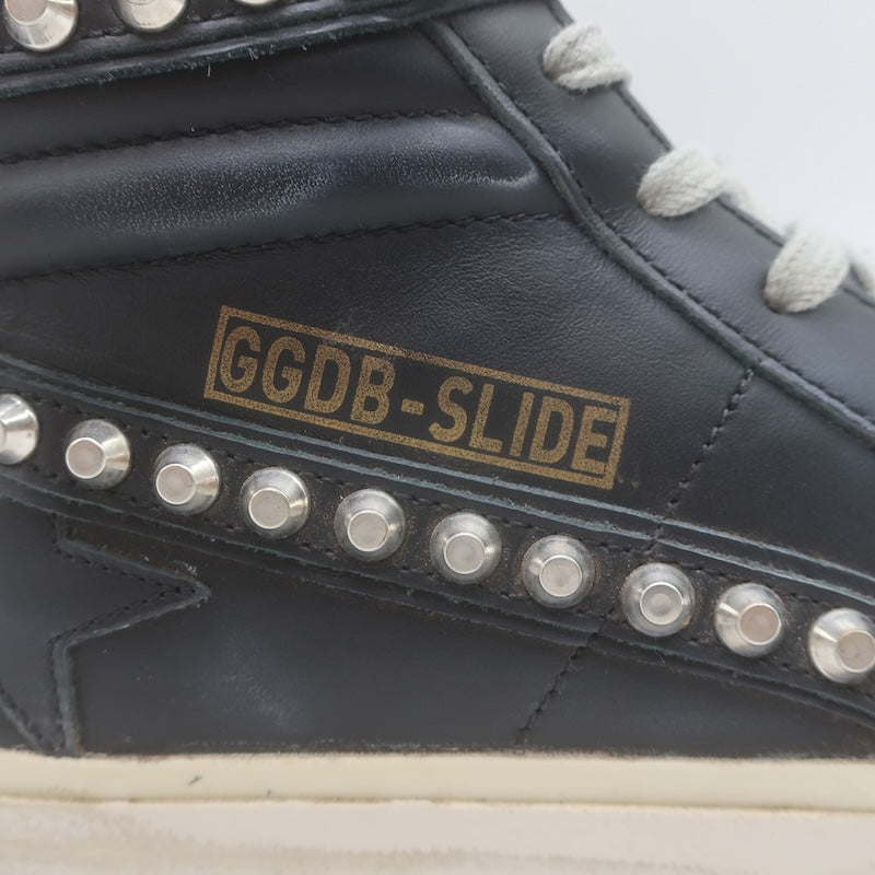 Golden Goose Slide Studded High Top Sneakers Black Leather Size 38