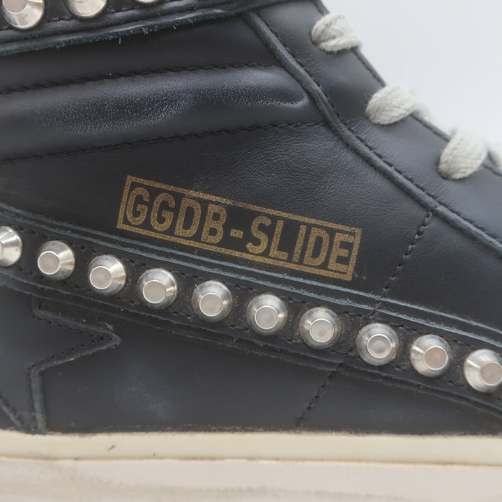 Golden Goose Slide Studded High Top Sneakers Black Leather Size 38