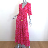 Figue Kalila Tiered Maxi Dress Fuchsia Diamond-Print Size Small