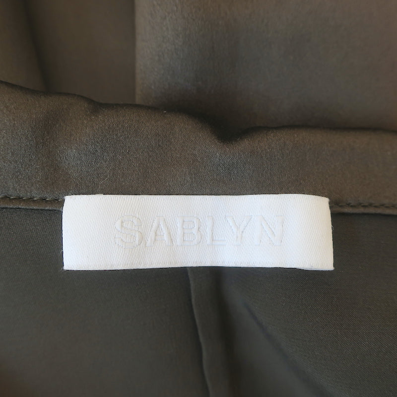 Sablyn Coat Olive Satin Size Extra Small Single Breasted Long Jacket
