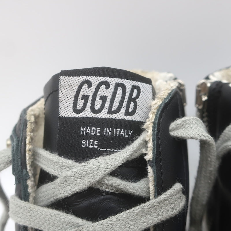 Golden Goose Slide Studded High Top Sneakers Black Leather Size 38