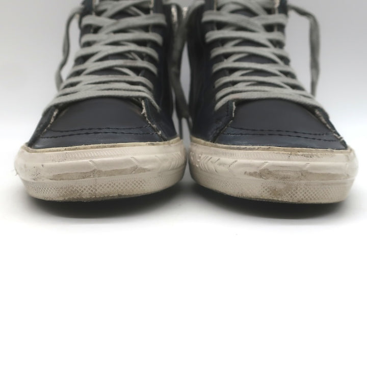 Golden Goose Slide Studded High Top Sneakers Black Leather Size 38