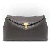 Toteme T-Lock Clutch Dark Brown Palmellata Leather