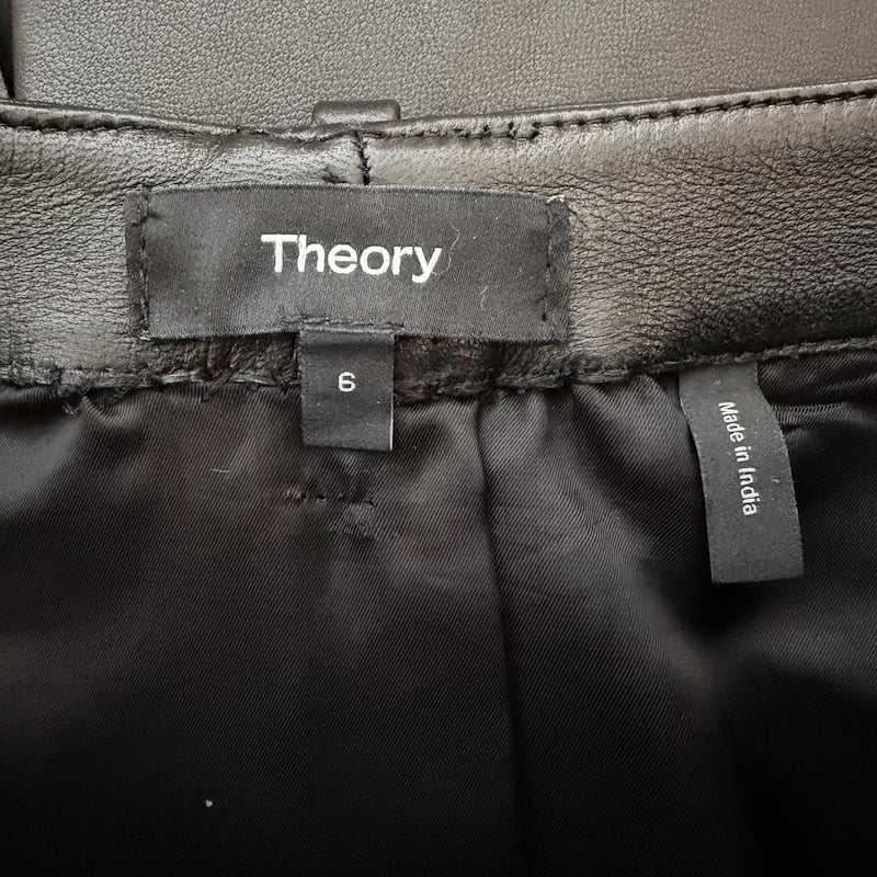 Theory Leather Trouser Midi Skirt Black Size 6