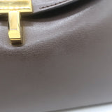 Toteme T-Lock Clutch Dark Brown Palmellata Leather