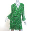 Veronica Beard Sean Ruched Mini Dress Green Floral Print Silk Chiffon Size 4