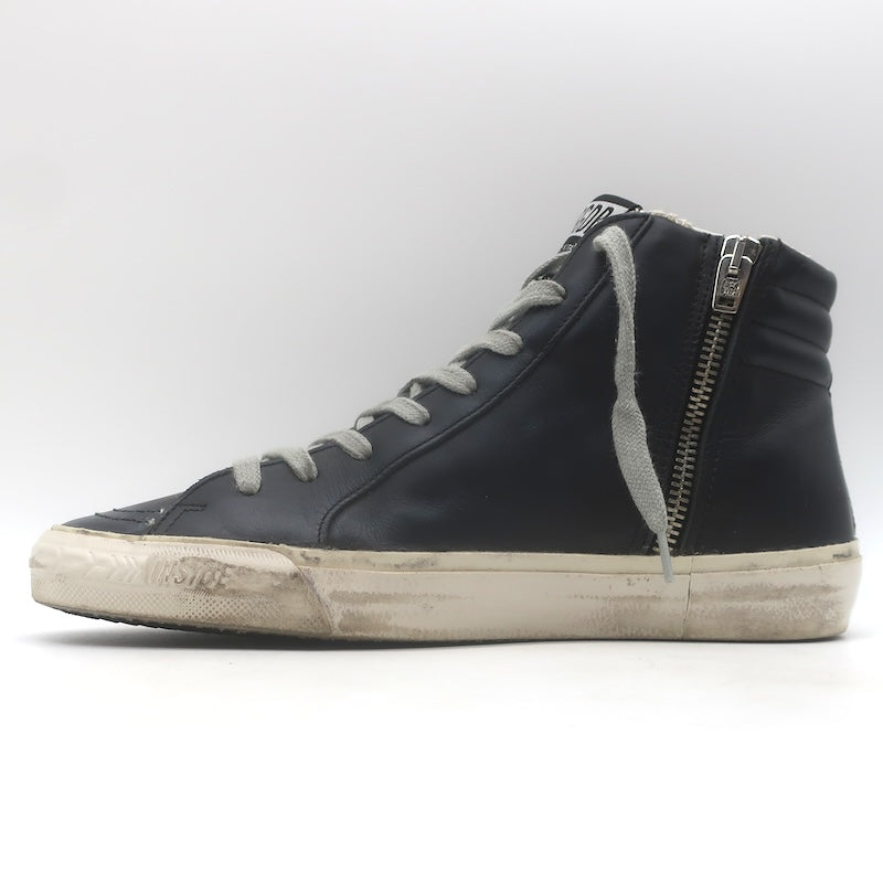 Golden Goose Slide Studded High Top Sneakers Black Leather Size 38