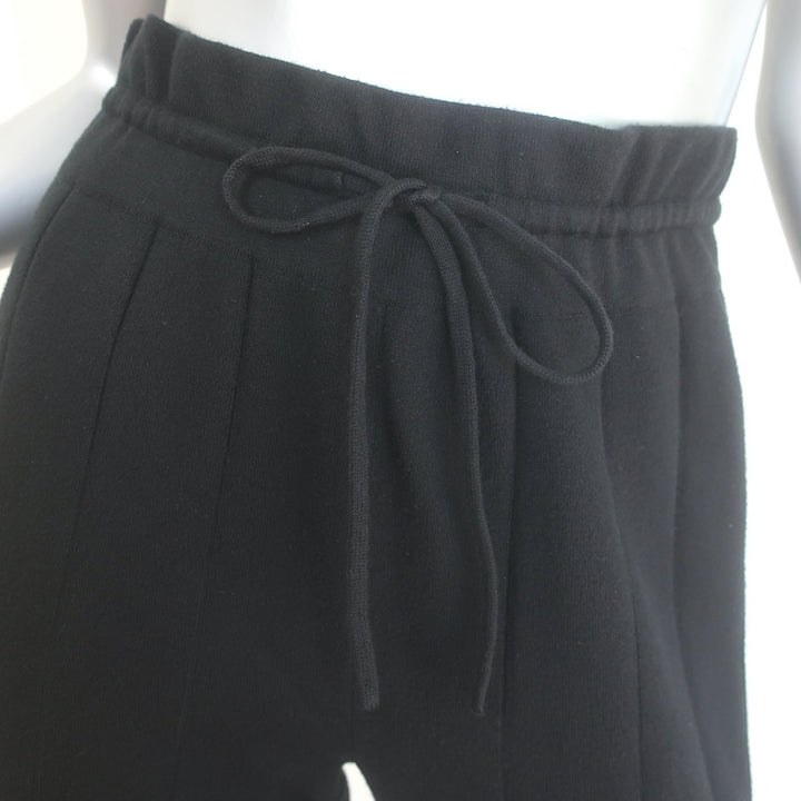 La Ligne Ribbed Knit Split-Hem Pants Black Cotton-Cashmere Size Small