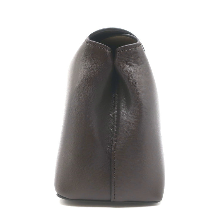 Toteme T-Lock Clutch Dark Brown Palmellata Leather