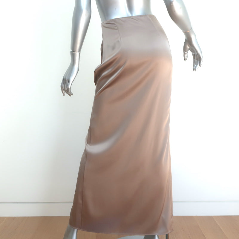 Sablyn Button-Front Maxi Skirt Beige Satin Size Extra Small
