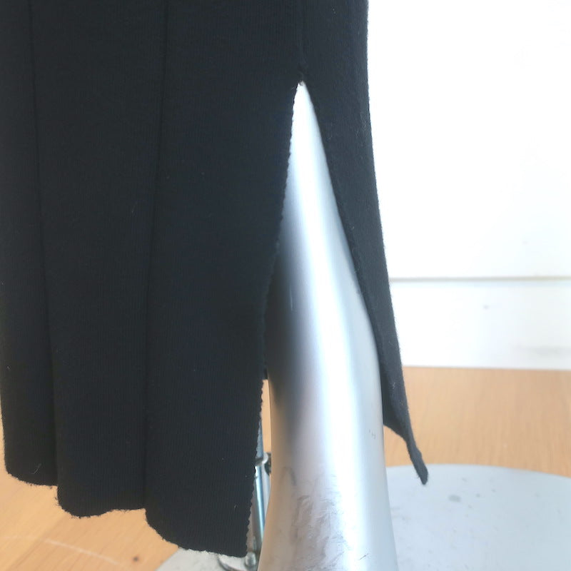 La Ligne Ribbed Knit Split-Hem Pants Black Cotton-Cashmere Size Small