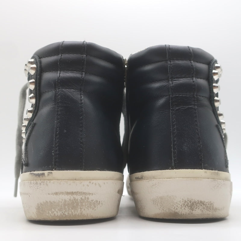 Golden Goose Slide Studded High Top Sneakers Black Leather Size 38