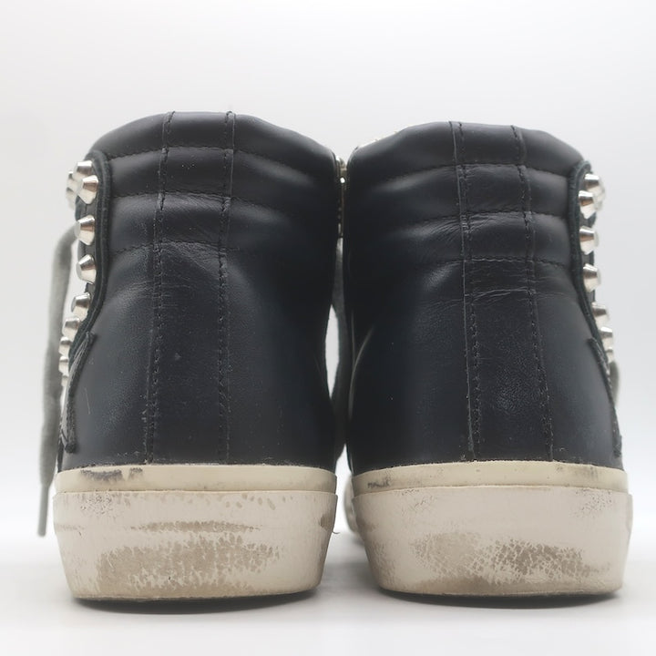 Golden Goose Slide Studded High Top Sneakers Black Leather Size 38