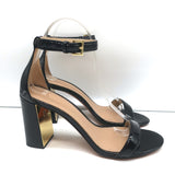 Tory Burch Cecile Sandals Black Patent Leather Size 8 Ankle Strap Heels
