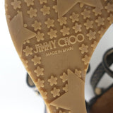 Jimmy Choo Portia Cork Platform Wedge Sandals Navy Woven Raffia Size 37.5