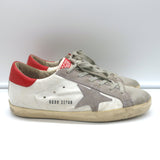 Golden Goose Superstar Sneakers White Leather with Red Heel Tab Size 37